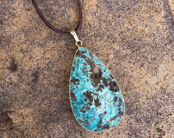 Ocean Jasper Pendant Necklace on Leather Cord