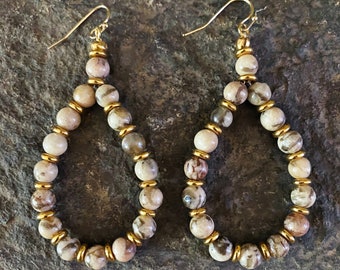 Mother Earth Agate Stone Hoop Earrings