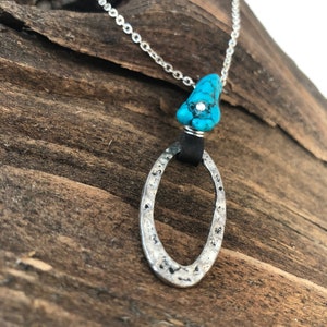 Turquoise, Leather and Sterling Silver Necklace