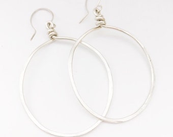 Sterling Silver Hoops, Artisan Hand-Shaped and Hammered Hoops, Classic Hoops, Classic Hoop Earrings, Artisan Jewelry, Boho Luxe, Boho Glam
