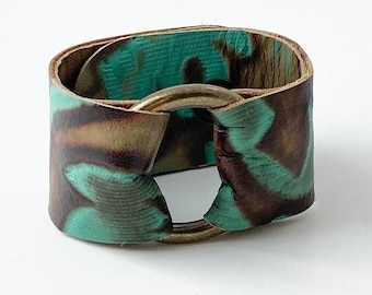 Ring of Hope Leather Cuff Bracelet with Brass Ring
