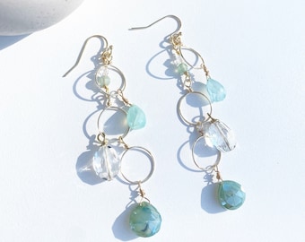 Chalcedony and Quartz Cascading Earrings