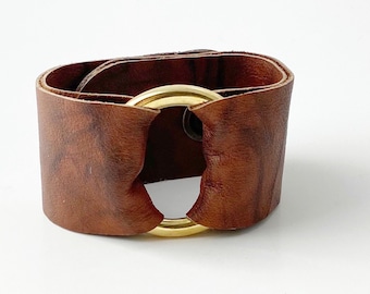 Ring of Hope Leather Cuff Bracelet in "Vintage"