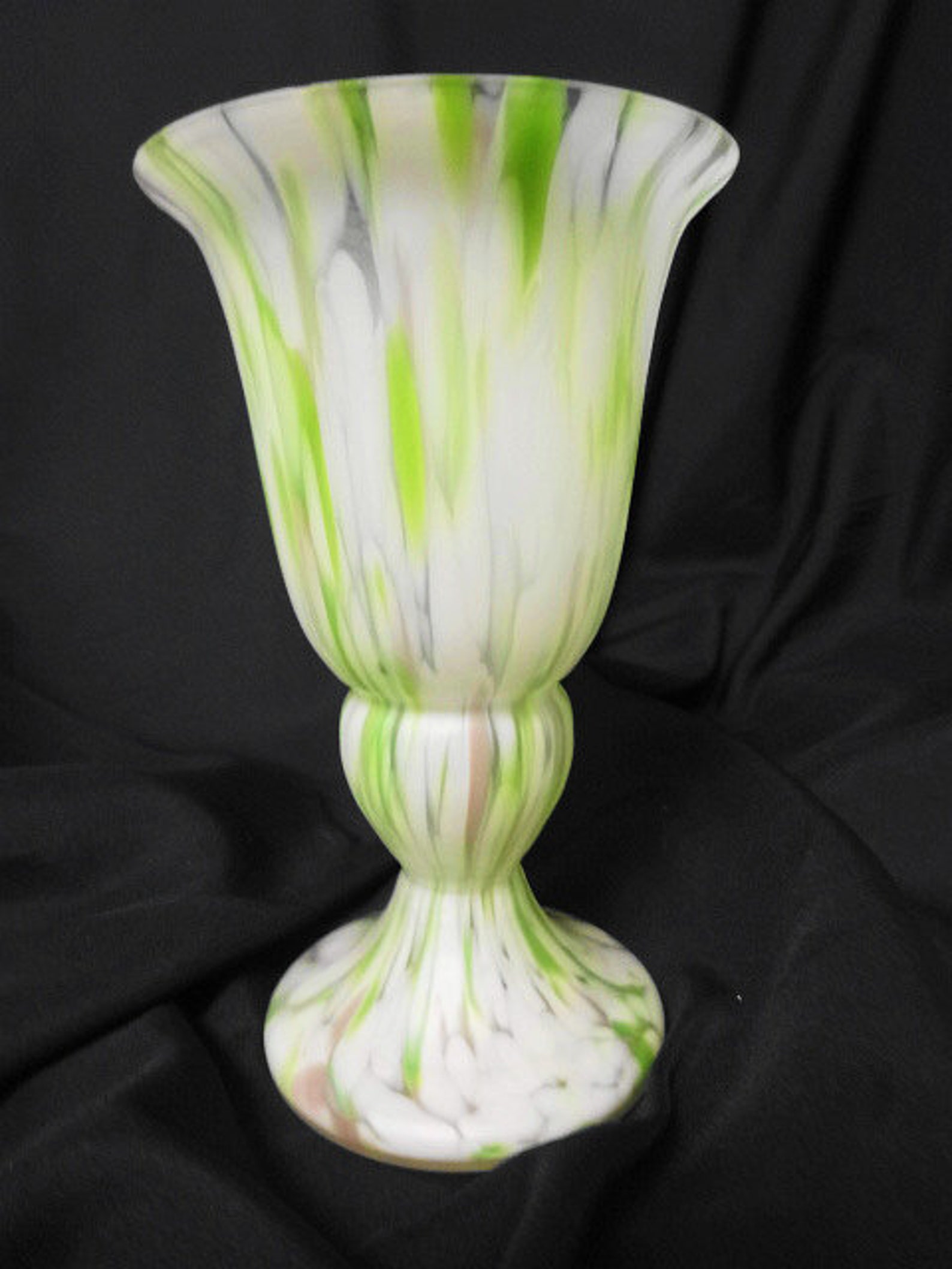 Hand Blown Art Glass Vase Green And White Cased Glass Etsy