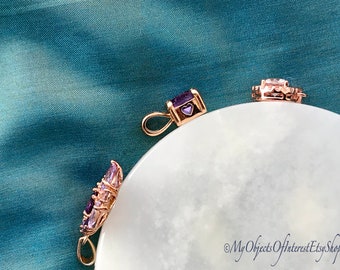 Rose Gold Sterling Silver Amethyst CZ Gem Pendant - Select One