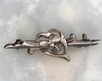 Interesting Antique Edwardian Silver Sweetheart Brooch -  Art Nouveau - Arts and Crafts - One of a Kind