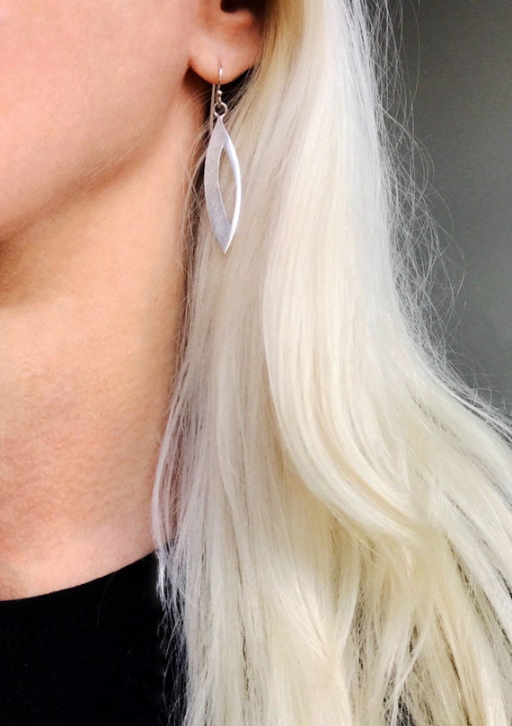 Long Drop Sterling Silver Leaf Earrings London Ha… - image 2