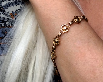 Antique Edwardian 9ct Gold Chain Padlock Bracelet