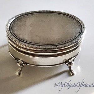 Antique Mappin & Webb Silver Jewellery Casket/Double Ring Box 1913 with Green Velvet Lining