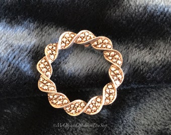 Silver Marcasite Circular Brooch Art Deco 1930s