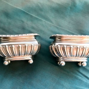 James Deakin & Sons Antique Pair of Sterling Silver Salts - Chester 1902