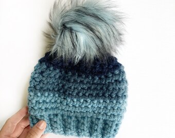 Colour Block Blue Beanie