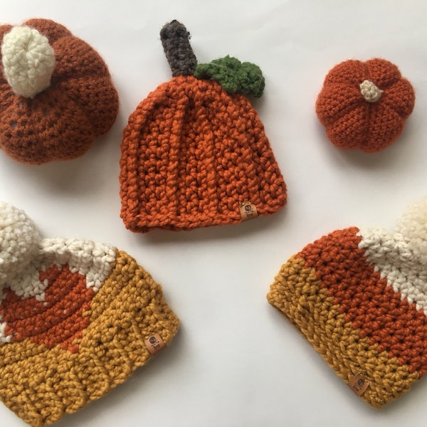 Candy Corn Beanie. Pumpkin Beanie. Pumpkin Hat. Heart Beanie.