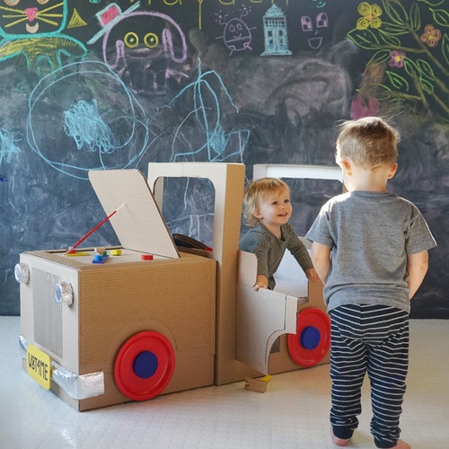 Buildyourown Cardboard Box Car Instructions Only Etsy