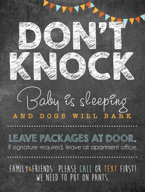 Don't Knock Sign Baby Sleeping INSTANT DOWNLOAD 8.7 x | Etsy