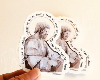 St. Joseph, Catholic Saint, sticker, decal, skin. Prayer. Size 2.5x3 inches.