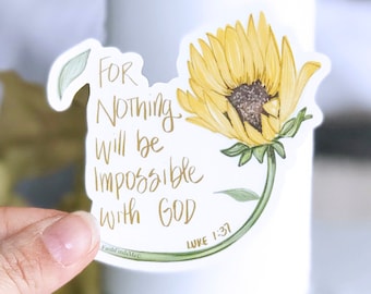 For Nothing Will Be Impossible With God| Bible Verse| Luke 1:37| "CLEAR" Sticker, Decal, Skin| Size 3 X 2.95 inches|