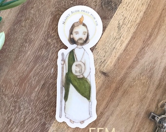Saint Jude Catholic sticker, decal, skin. Clear