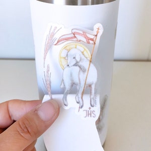 Agnus Dei, Lamb of God, IHS, Jesus Christ, Paschal Lamb, CLEAR sticker, Catholic Sticker, decal, skin