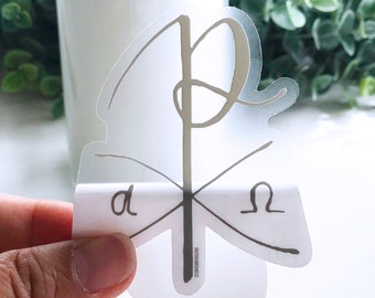 Chi Rho, Catholic Sticker, Decal, skin, Clear.