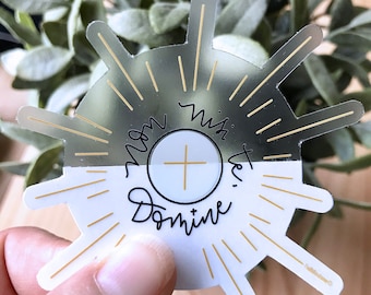 Non nisi te, Domine, Latin, Catholic Clear Sticker, decal skin, laptop, bottle sticker Size 3" x 2.92"