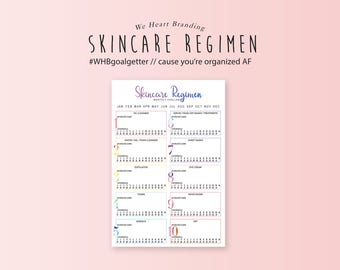 Skincare Regimen Printable Habit Tracker - K-Beauty 10 Step - Printable