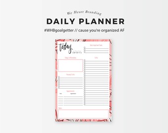 Today - Daily Planning Printable (Pink and Peach)