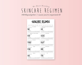 Skincare Regimen Printable Habit Tracker - K-Beauty 10 Step - Printable