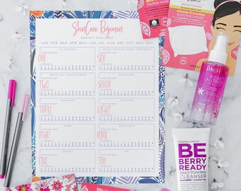 Skincare Regimen Printable Habit Tracker - K-Beauty 10 Step - Printable