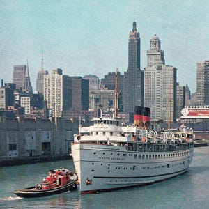 7 cartes postales vintage : Vue sur la ville de Chicago, années 60 et 70, rivière Chicago, Michigan Avenue, Wacker Drive Plaza, Oak St. Beach