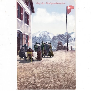 2 cartes postales vintage Suisse Italie Tyrol du Sud Dreisprachenspitze Franzenshöhe Stilfserjochstrasse Alpenhotel timbre livraison gratuite