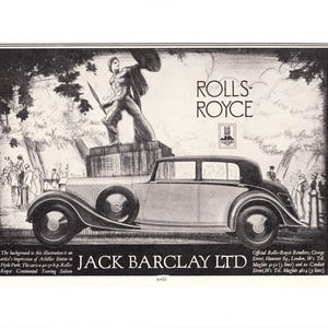 Vintage original Rolls Royce advertisement 1936, Rolls Royce car advertising, Company Jack Barclay Ltd,  Rolls Royce ad, Free shipping