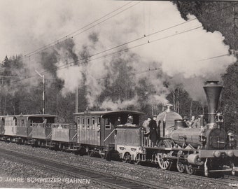 Postal vintage 150 años de los ferrocarriles suizos 1847 - 1997 Postal postal española del ferrocarril Brötli postal AK ferrocarril blanco/negro Suiza