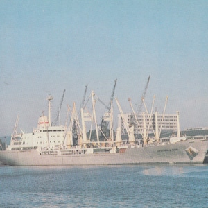 Carte postale POLISH OCEAN LINES - cargo Jastarnia Bor - cargo des années 1980 - transport maritime navire de transport maritime Pologne