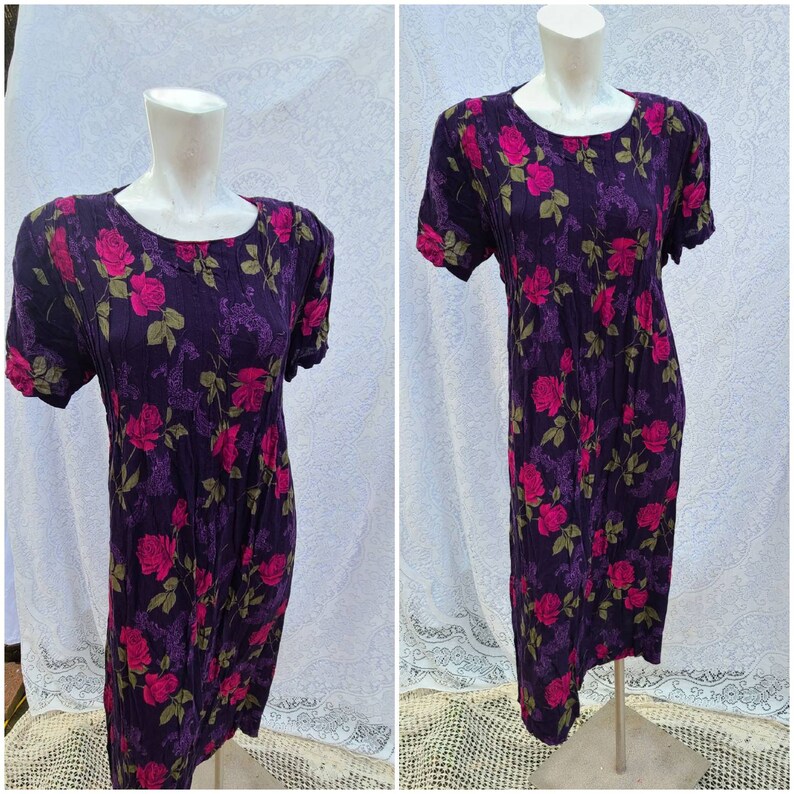 Floral vintage dress for women Womens dress size Medium,Pleated Bodice dress,Maxi Summer dress for women,Bohemian Urban Fashion Dress 7X9