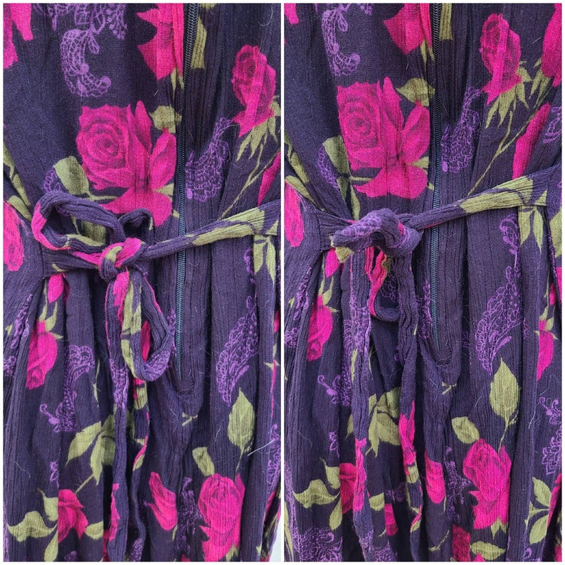 Floral vintage dress for women Womens dress size Medium,Pleated Bodice dress,Maxi Summer dress for women,Bohemian Urban Fashion Dress 7X9