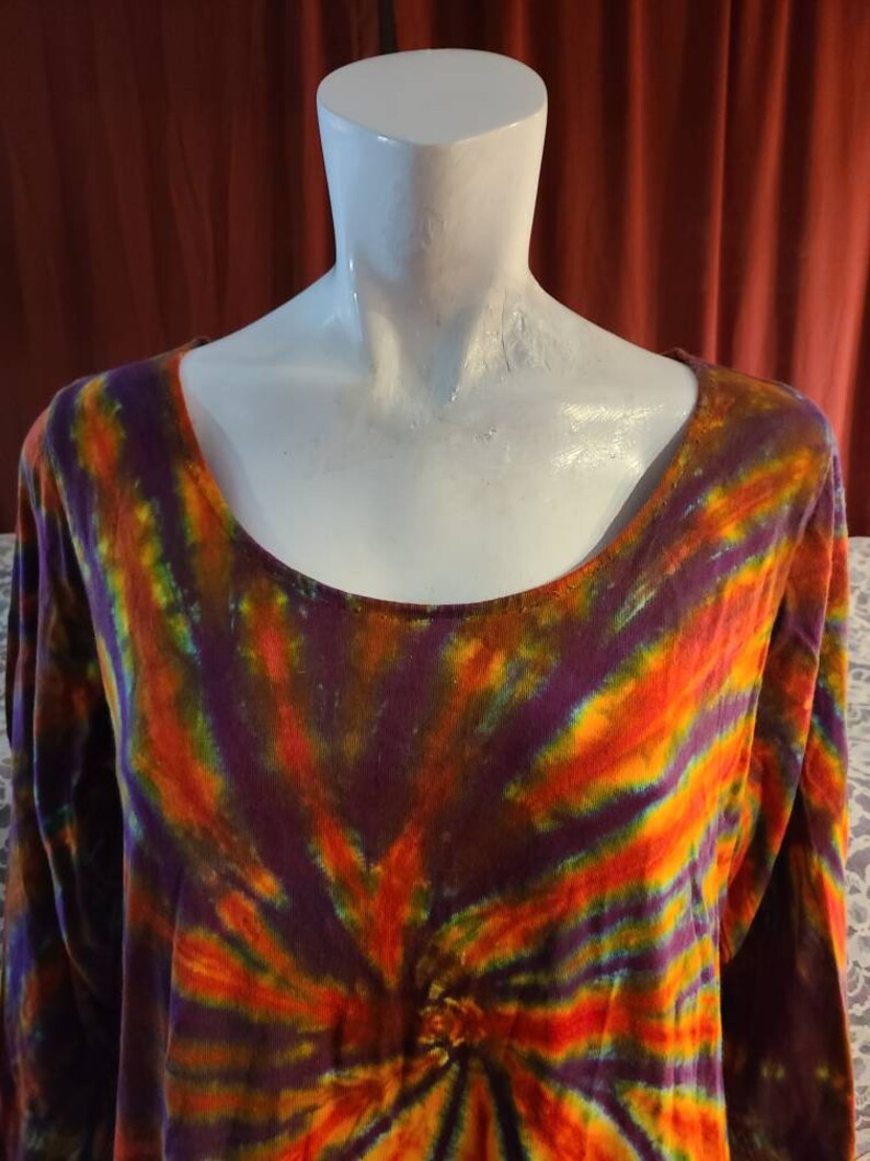 Tie dye dress Size XL Long Cozy Hippie Long sleeve Maternity Fun print Urban fashion Boho Gift Mother Loungewear Teen fashion Party JACKYSS