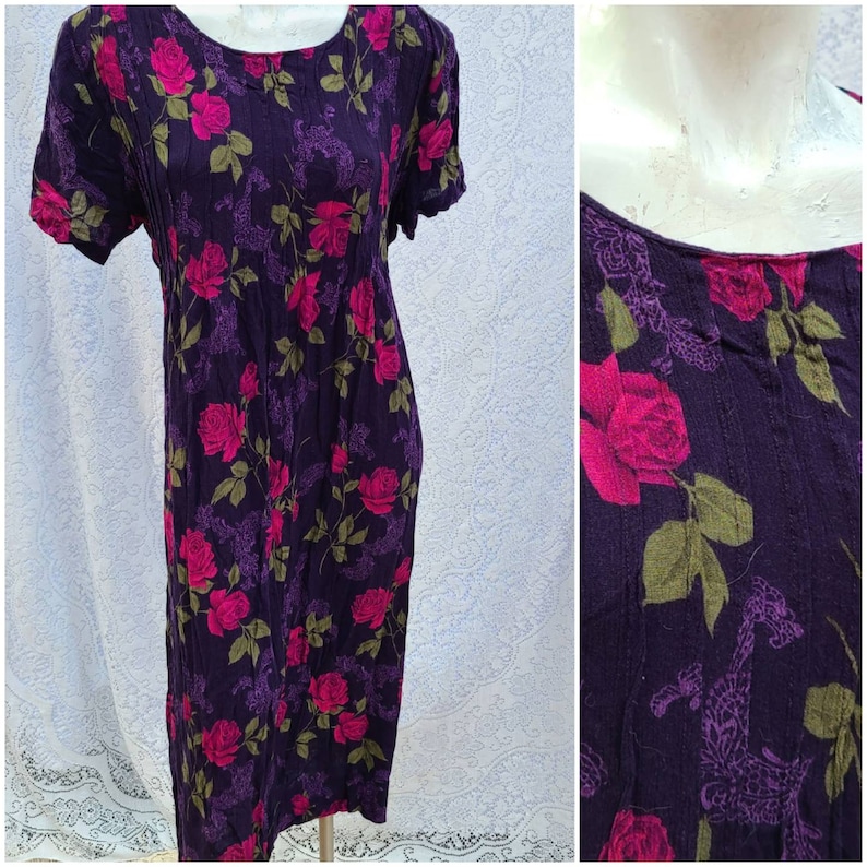 Floral vintage dress for women Womens dress size Medium,Pleated Bodice dress,Maxi Summer dress for women,Bohemian Urban Fashion Dress 7X9