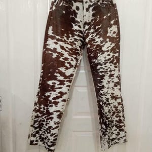 Cowhide Hair on Hide Western Pants - Handcrafted Authentic Western Style in Brown and White - Available in All Sizes