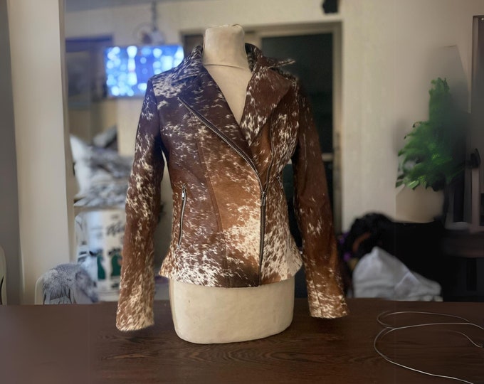 Cowhide Hair on Hide Jacket Western Style Jacket for women - Handcrafted Statement Piece