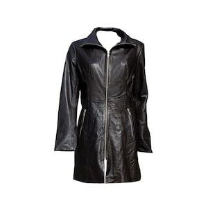 Women&#39;s Genuine Lambskin Leather Motorcycle Slim fit Designer Biker Jacket Long Coat