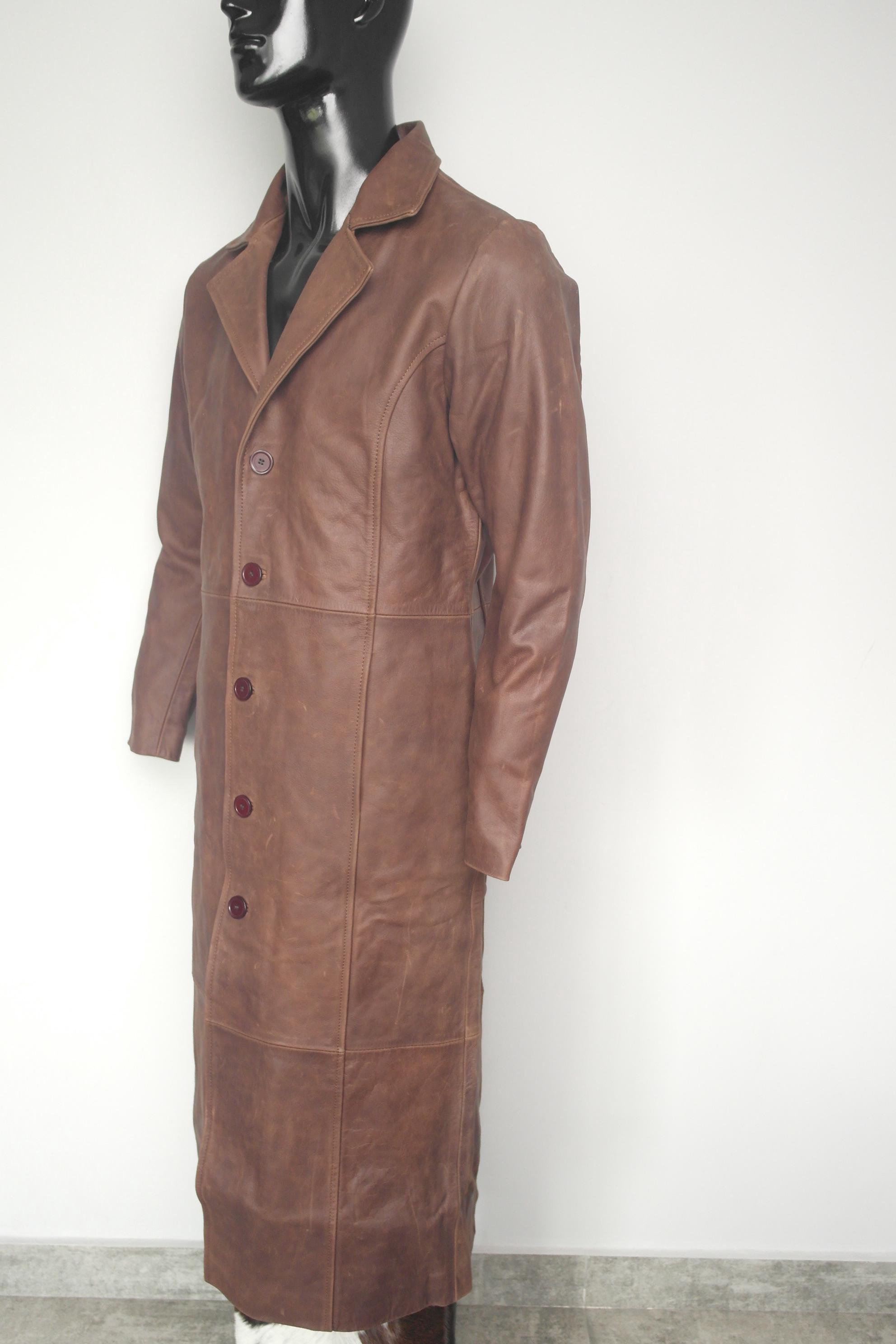 【Modest Mood】送料/関税込 Trench Leather Coat (Wood brown) Men's 3/4 Mid Length Genuine Leather Trench Coat