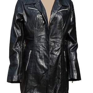 Women&#39;s Genuine Lambskin Leather Motorcycle Slim fit Designer Biker Jacket Long Coat