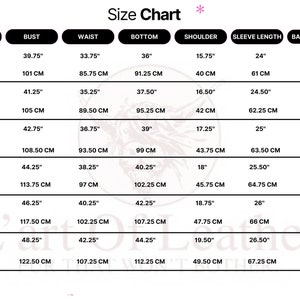 Pode incluir: Tabela de tamanhos com medidas em polegadas e cent&iacute;metros para os tamanhos XS, S, M, L, XL e 2XL. As medidas incluem busto, cintura, fundo, ombro, comprimento da manga e comprimento das costas.