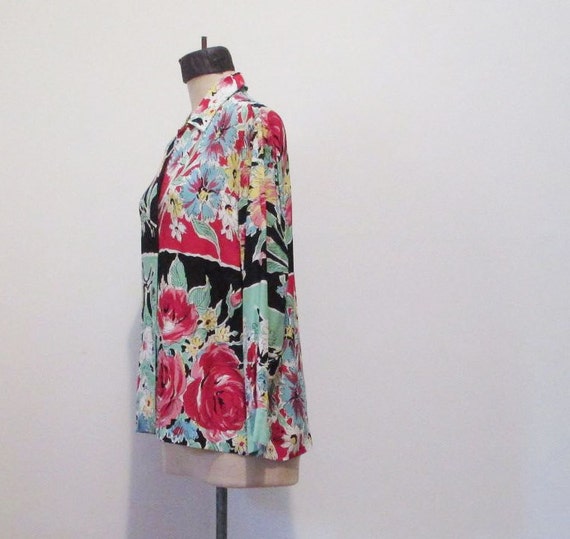 80s 90s Banana Republic Abstract Floral Colorbloc… - image 3
