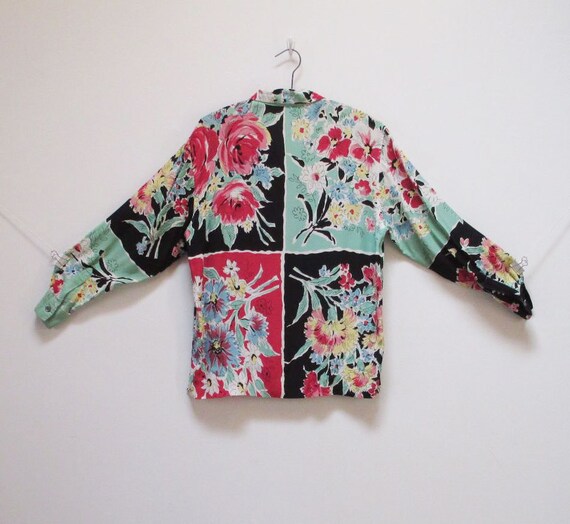 80s 90s Banana Republic Abstract Floral Colorbloc… - image 4