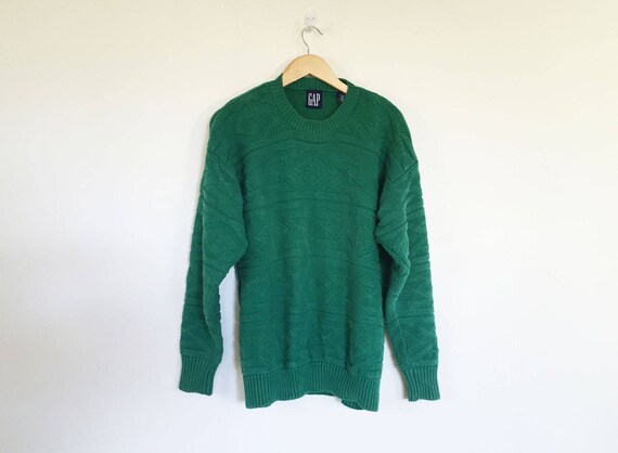 Gap Cotton Kelly Green Textured Knit Sweater - image 1