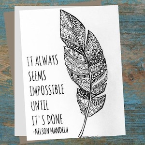 It Always Seems Impossible Quote by Nelson Mandela Digital Print Adult Coloring Page