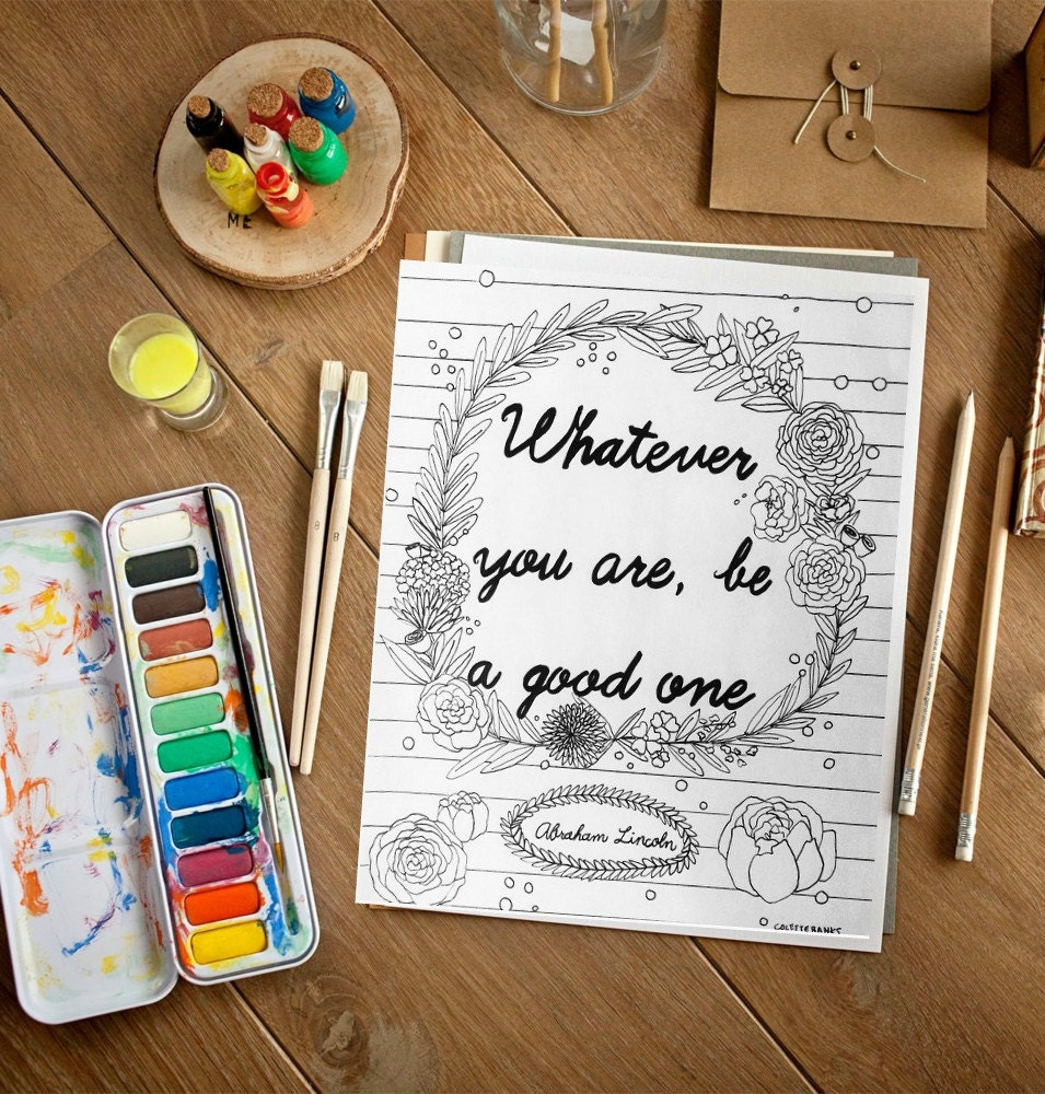 Quote Adult Printable Coloring Page Featuring a Quote From - Etsy