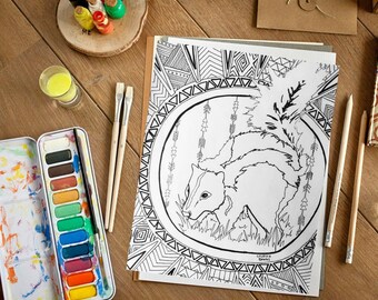 Aztec Adult Coloring Page of a Woodland Skunk